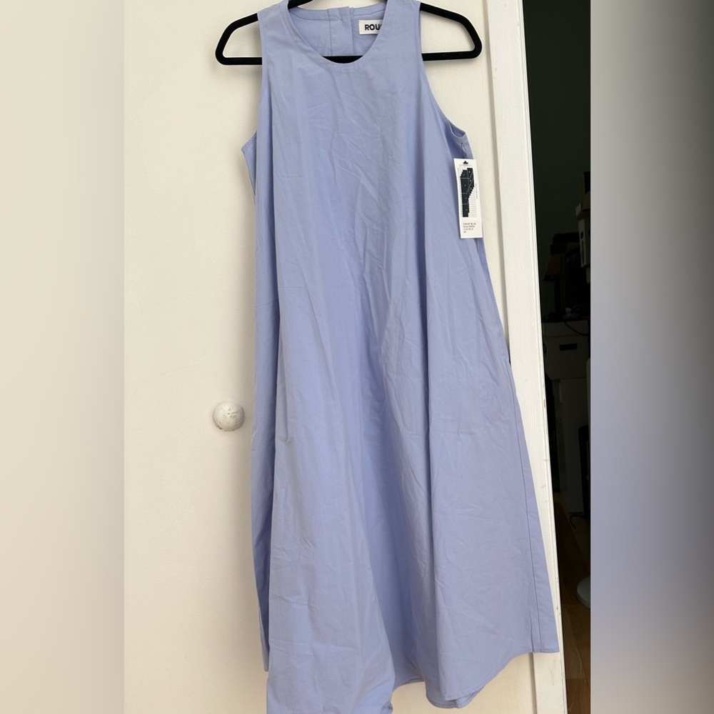 BNWT ROUCHA Daua cotton poplin maxi dress lilac blue size AA